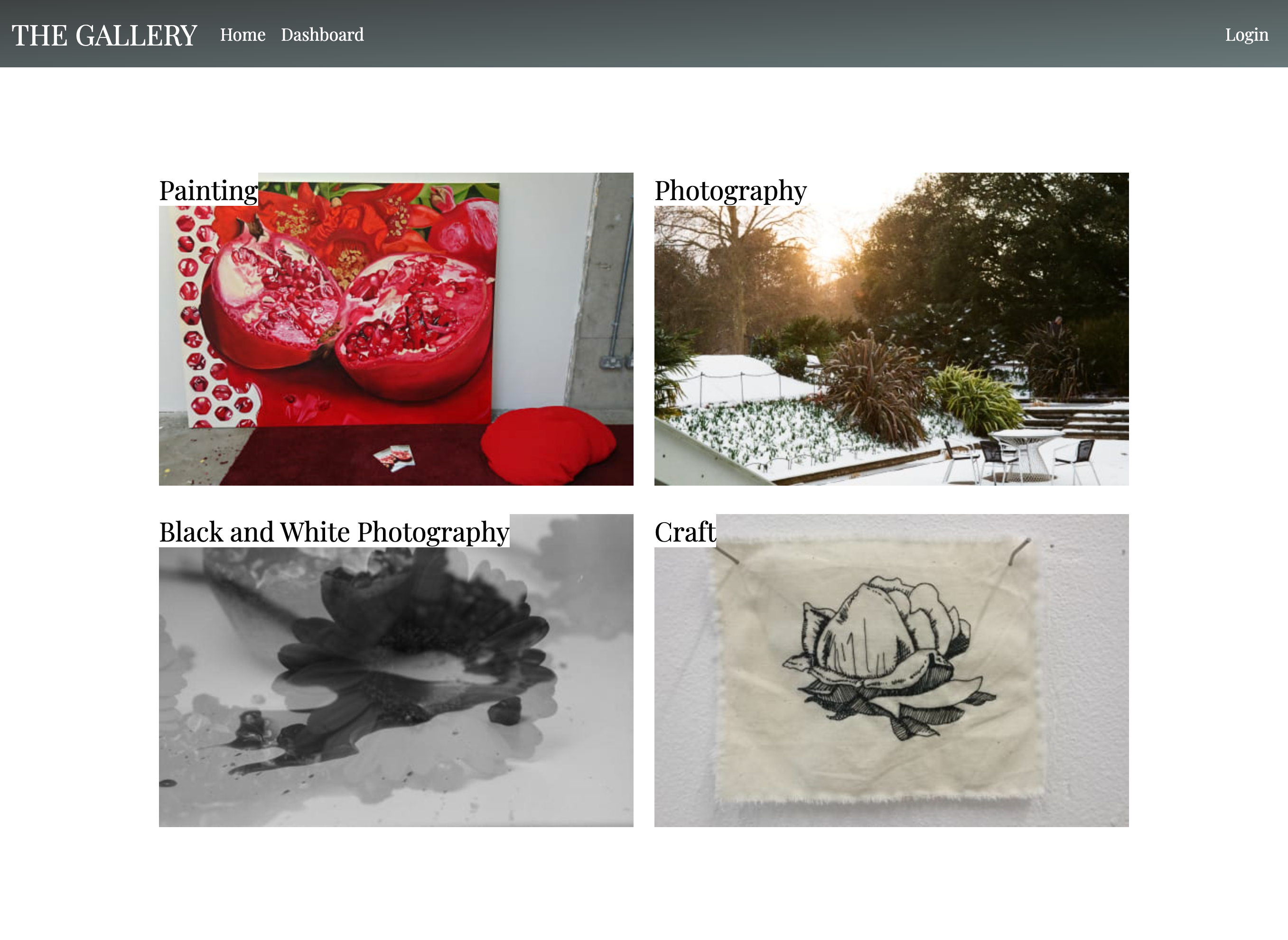 Screenshot of an online Gallery App